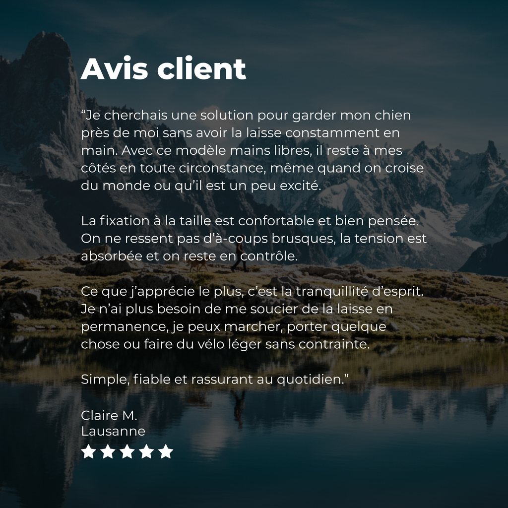 Laisse mains libres avec ceinture et pochette réfléchissante