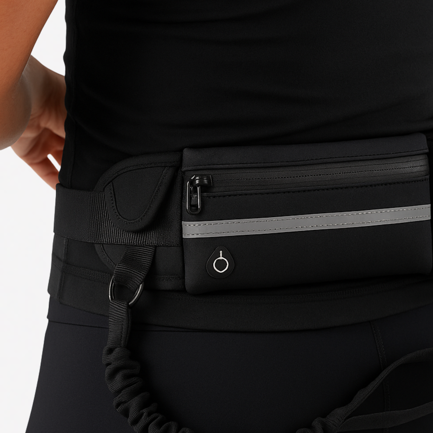 Laisse mains libres pour chien avec ceinture et pochette réfléchissante