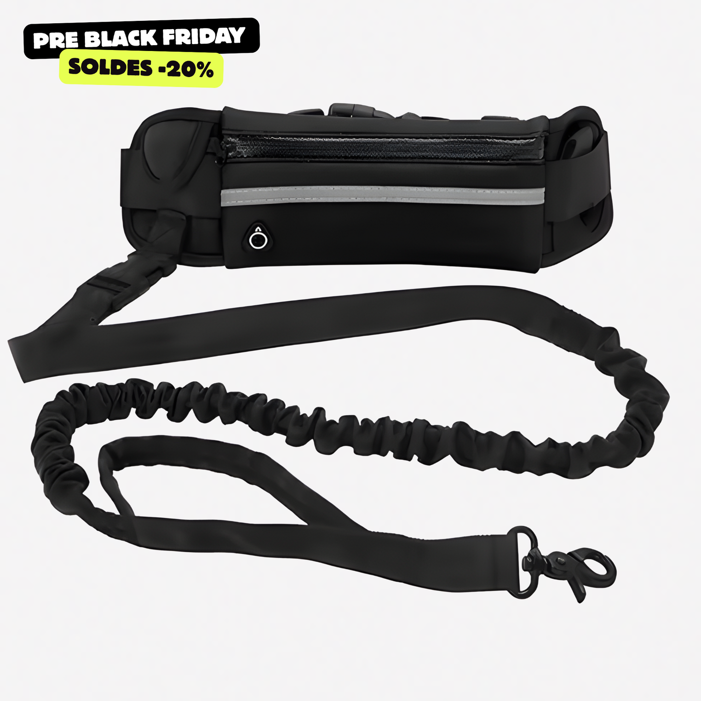 Laisse mains libres pour chien avec ceinture et pochette réfléchissante